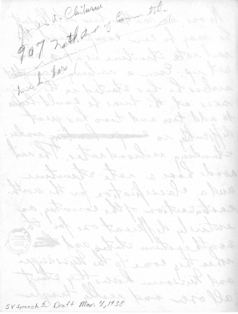 Handwritten Speech Fragment of Senator Harry S. Truman