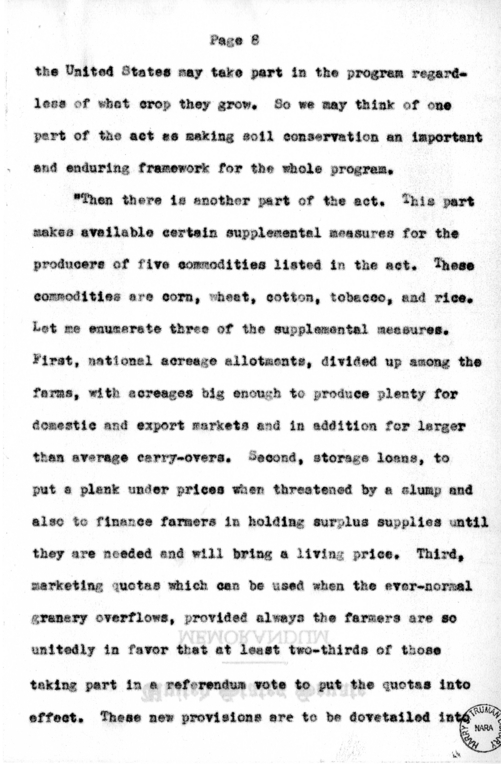 Speech Delivered by Senator Harry S. Truman to the Franklin D. Roosevelt Women's Club of Springfield, Missouri