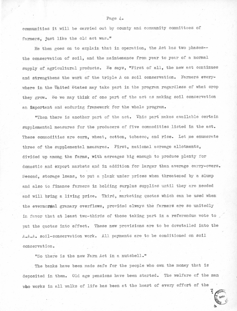 Speech Delivered by Senator Harry S. Truman to the Meeting of Young Democrats at Bolivar, Missouri