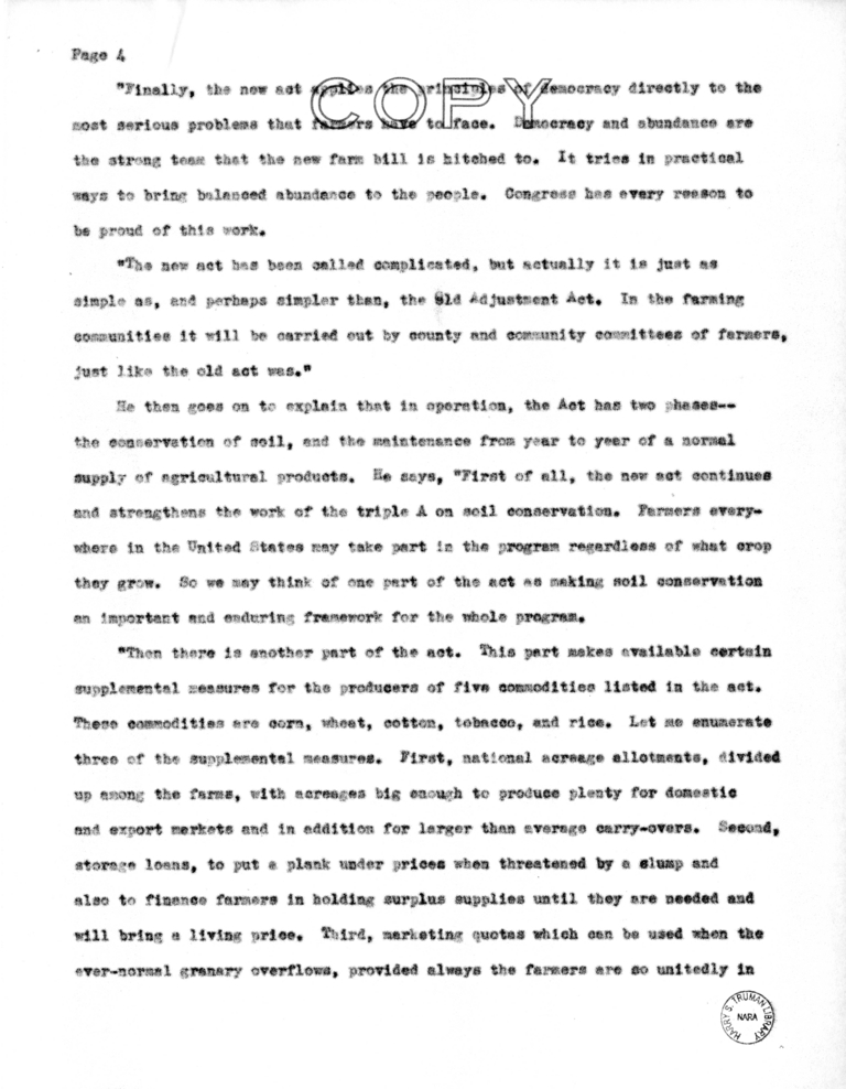 Speech of Senator Harry S. Truman to the Meeting of Young Democrats at Bolivar, Missouri