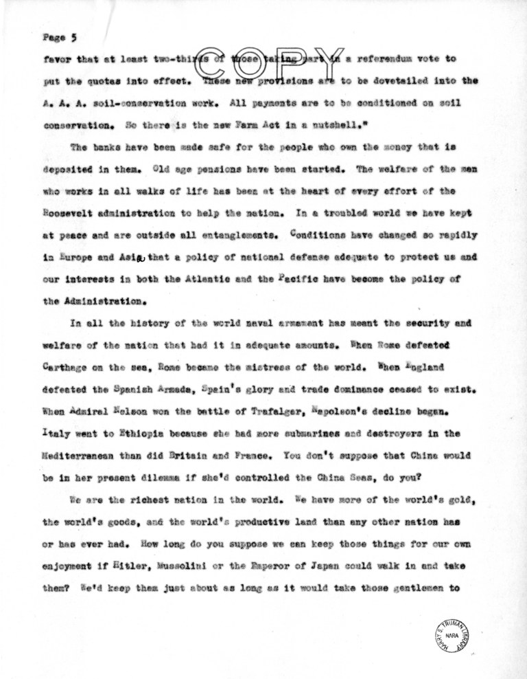 Speech of Senator Harry S. Truman to the Meeting of Young Democrats at Bolivar, Missouri