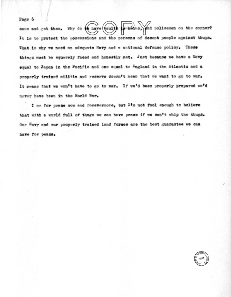 Speech of Senator Harry S. Truman to the Meeting of Young Democrats at Bolivar, Missouri