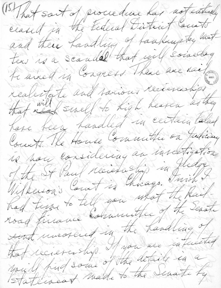 Handwritten Draft of Speech of Senator Harry S. Truman to the Jefferson Club, Clinton, Missouri