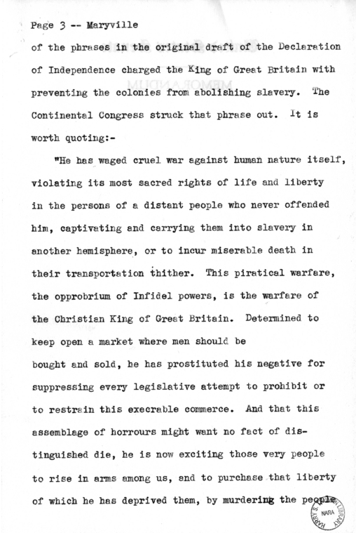 Draft Speech of Senator Harry S. Truman Delivered at Maryville, Missouri