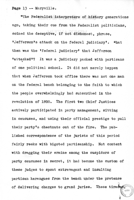 Draft Speech of Senator Harry S. Truman Delivered at Maryville, Missouri