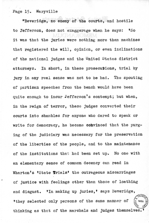 Draft Speech of Senator Harry S. Truman Delivered at Maryville, Missouri