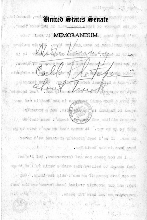 Draft Speech of Senator Harry S. Truman Delivered at Maryville, Missouri