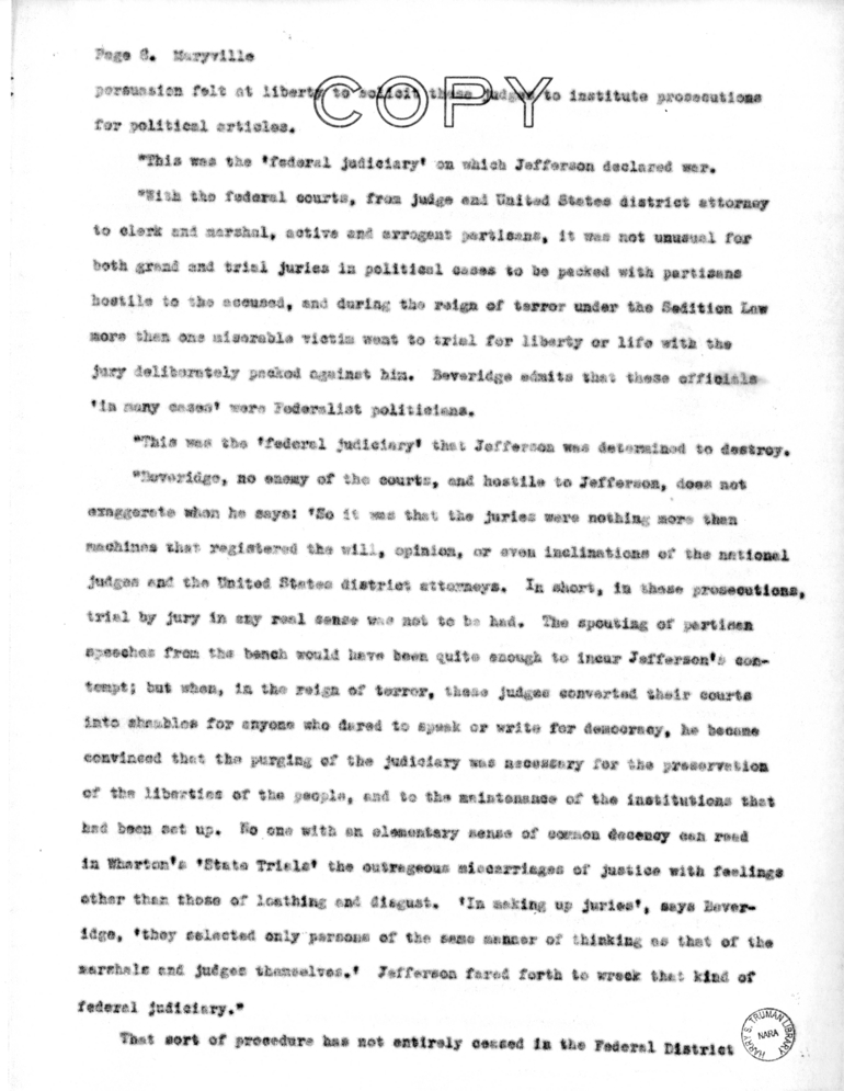 Speech Delivered by Senator Harry S. Truman at Maryville, Missouri