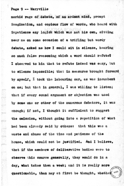 Speech of Senator Harry S. Truman at Maryville, Missouri