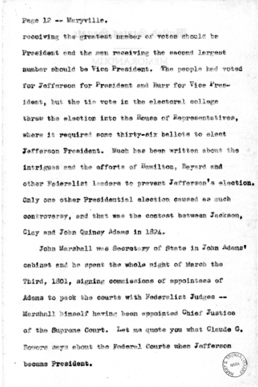 Speech of Senator Harry S. Truman at Maryville, Missouri