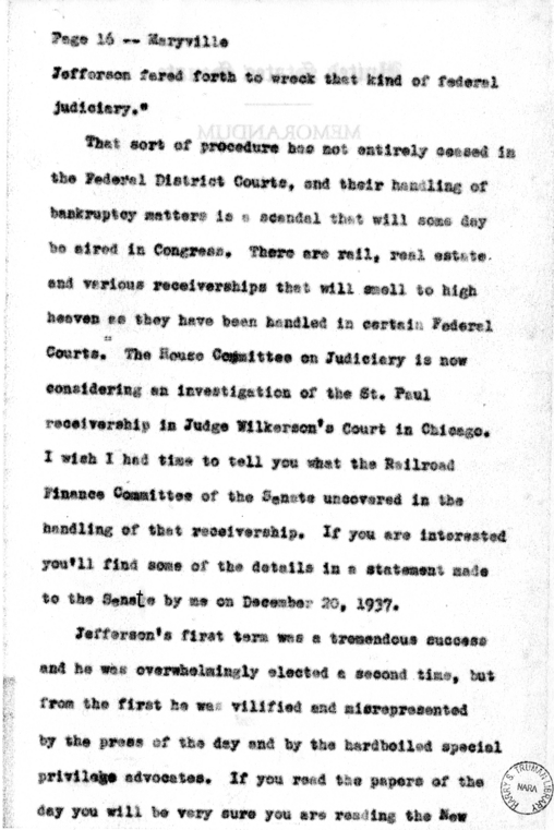 Speech of Senator Harry S. Truman at Maryville, Missouri