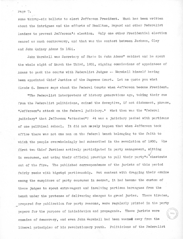 Speech Draft of Senator Harry S. Truman at Maryville, Missouri