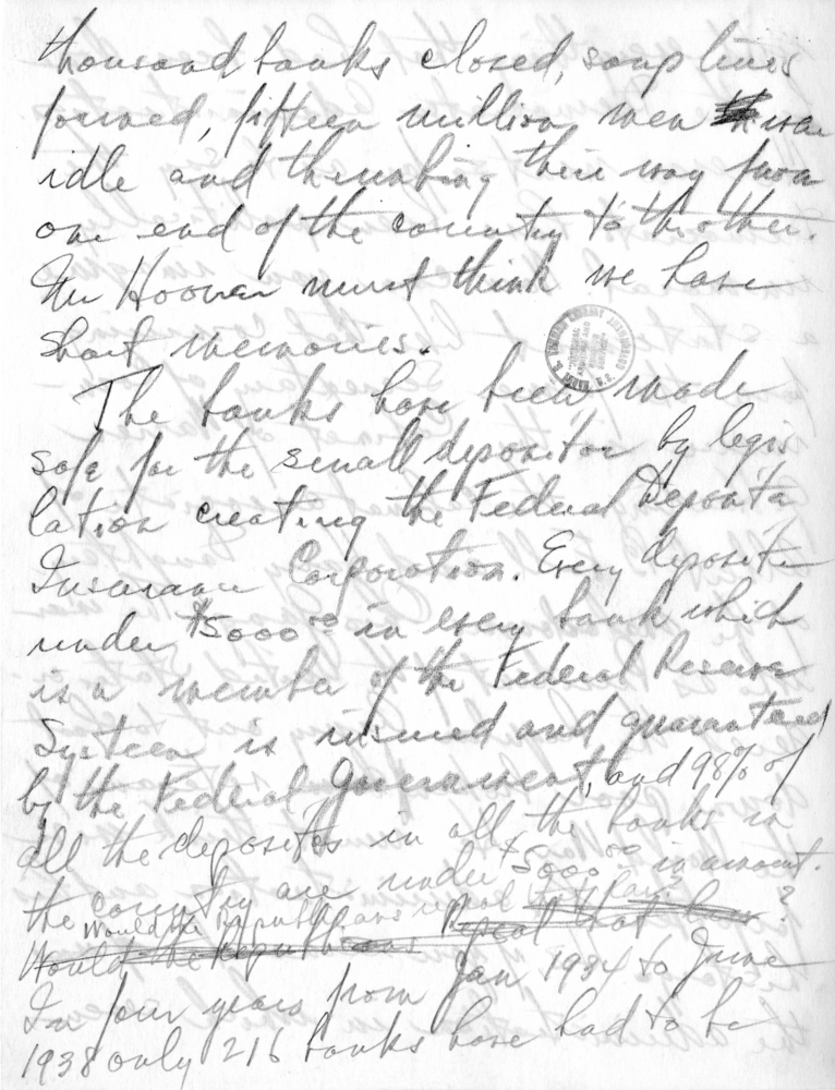Handwritten Draft Speech of Senator Harry S. Truman delivered at Jeffersonville, Indiana