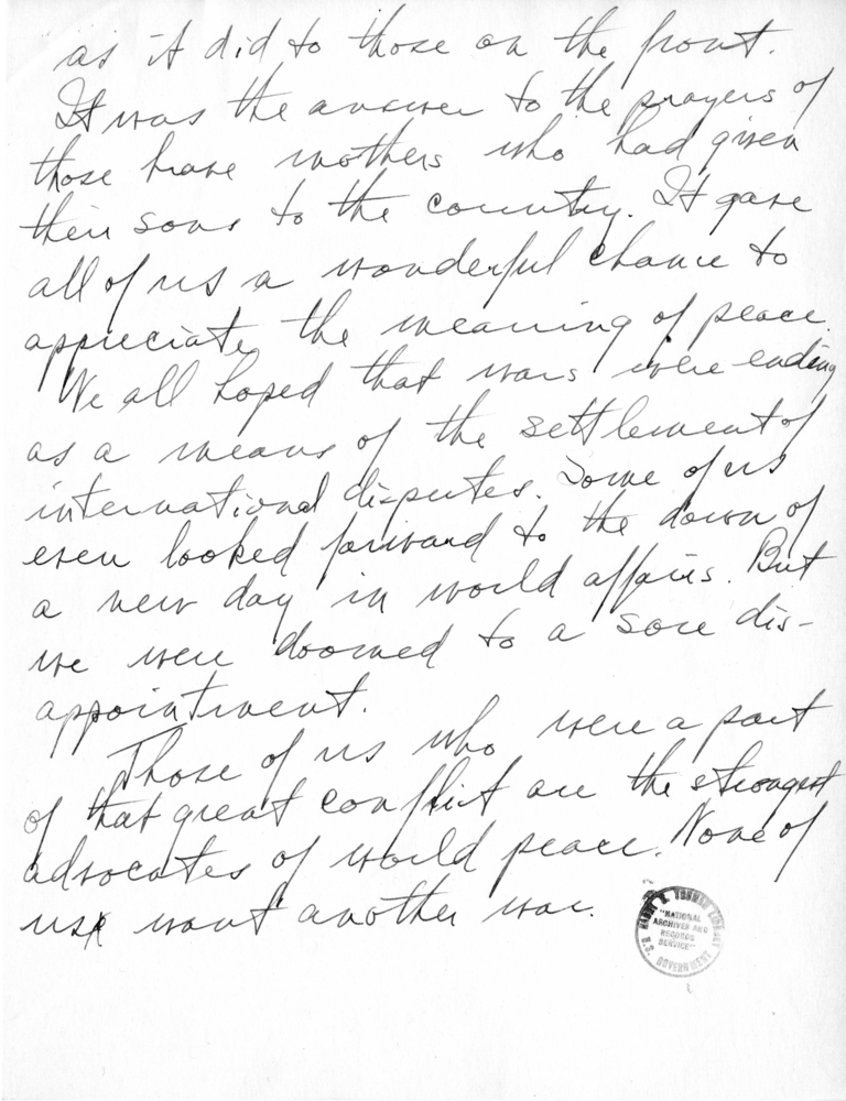 Draft Speech of Senator Harry S. Truman at Kansas City, Missouri