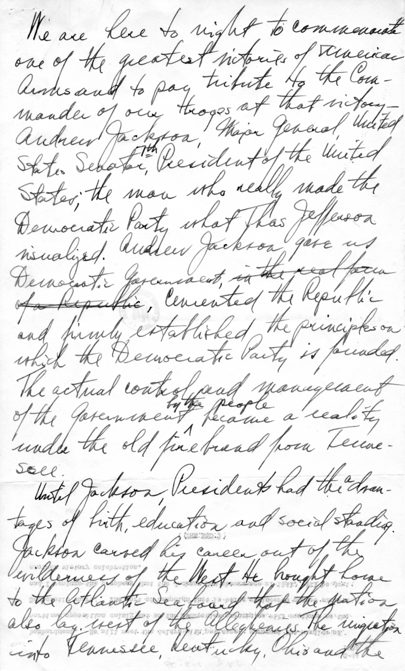 Draft Speech of Senator Harry S. Truman at Charleston, West Virginia