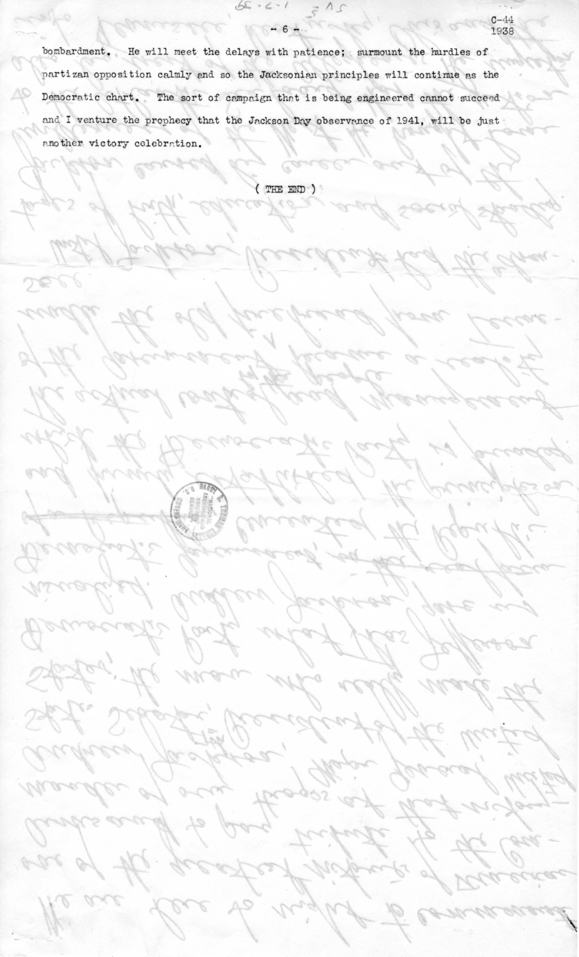 Draft Speech of Senator Harry S. Truman at Charleston, West Virginia