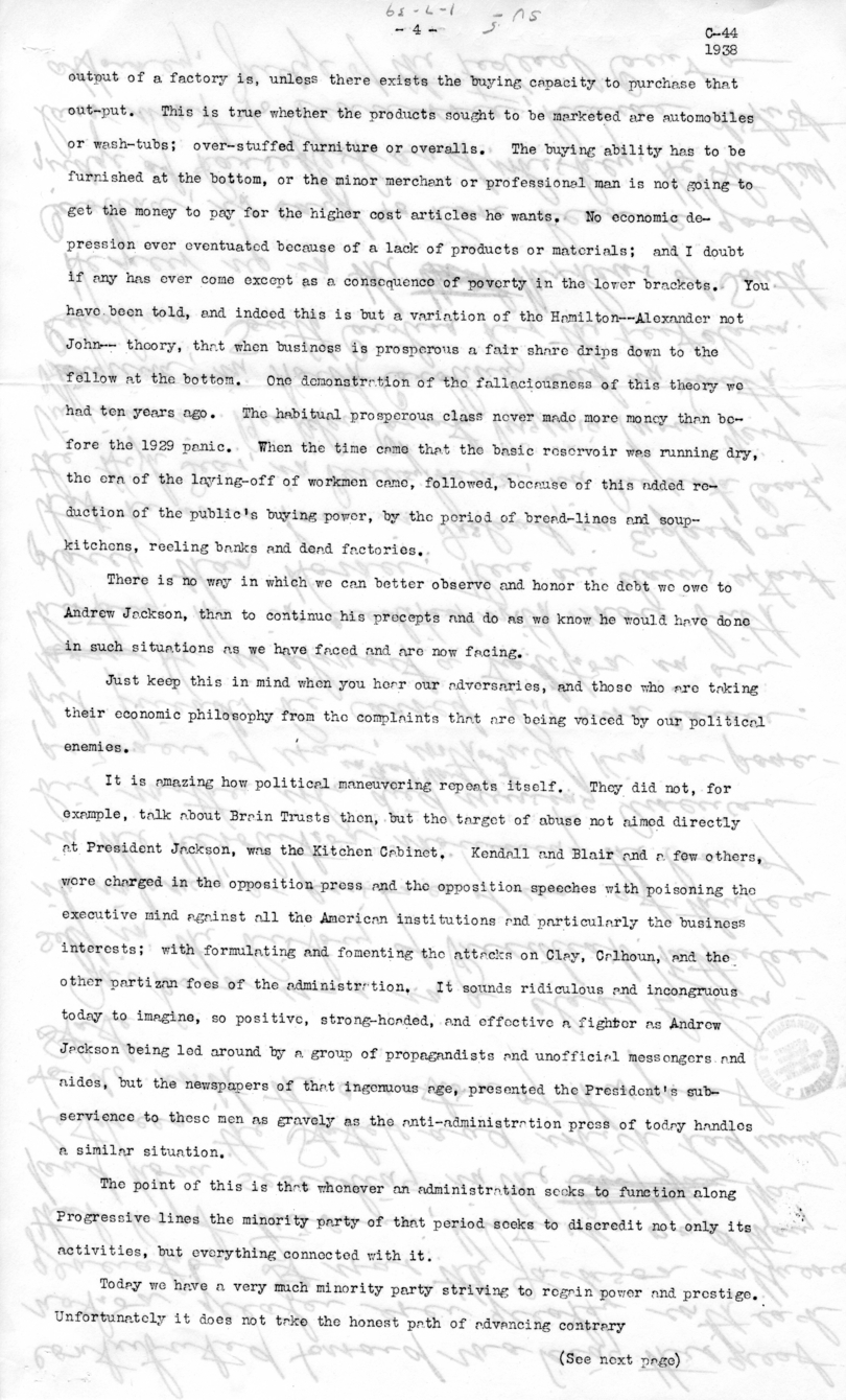 Draft Speech of Senator Harry S. Truman at Charleston, West Virginia