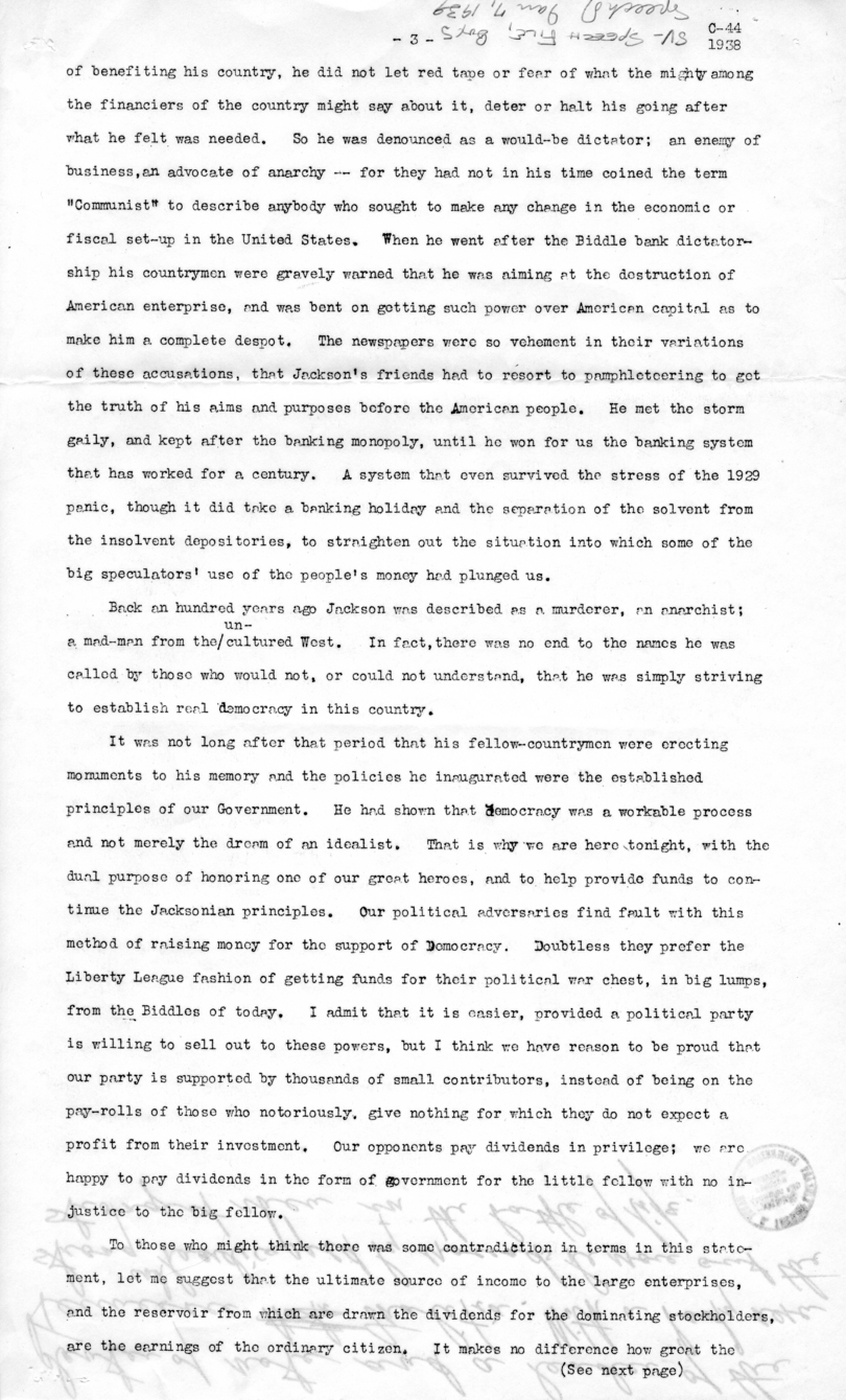 Draft Speech of Senator Harry S. Truman at Charleston, West Virginia