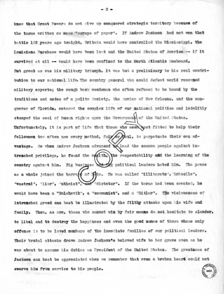 Draft Speech of Senator Harry S. Truman at Charleston, West Virginia