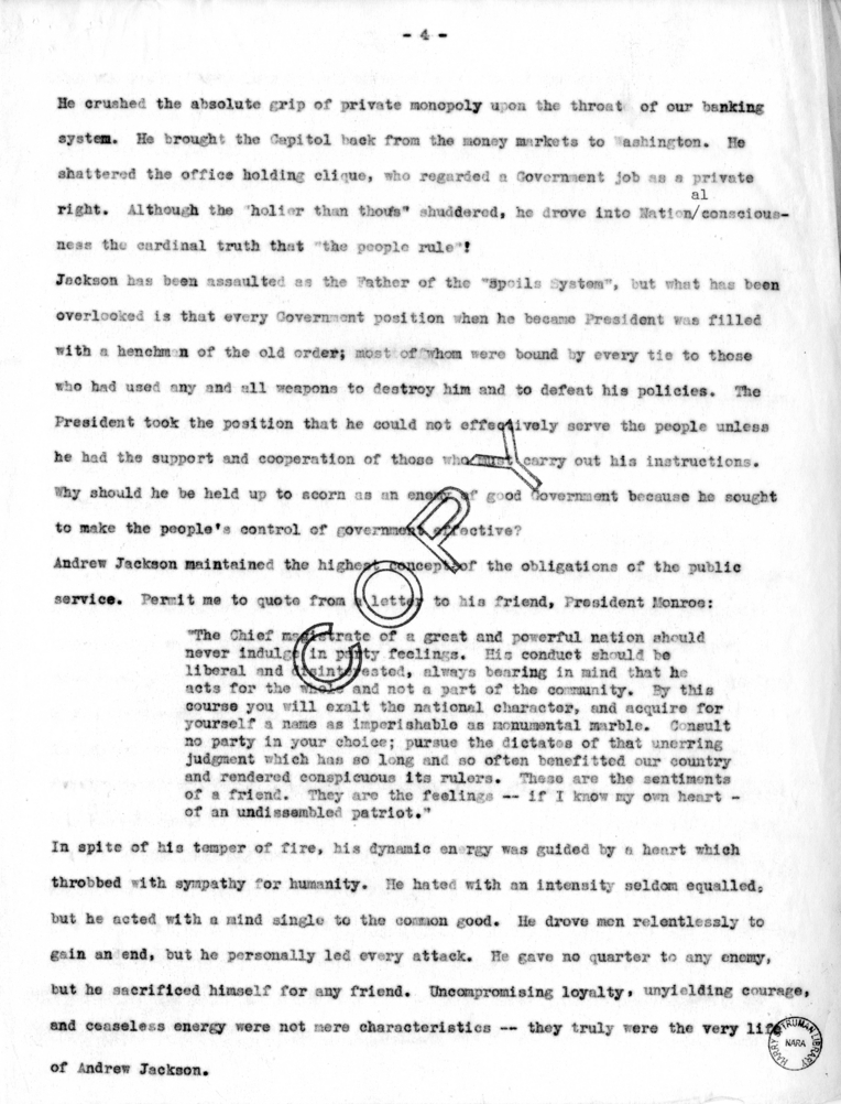 Draft Speech of Senator Harry S. Truman at Charleston, West Virginia