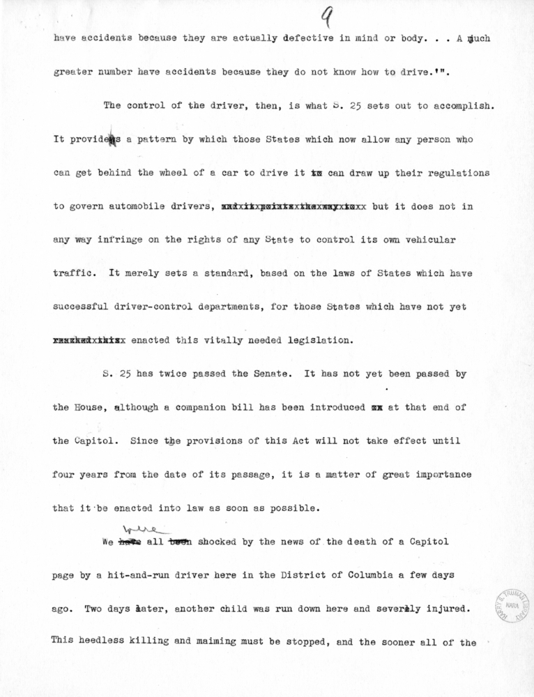 Draft of Radio Speech of Senator Harry S. Truman
