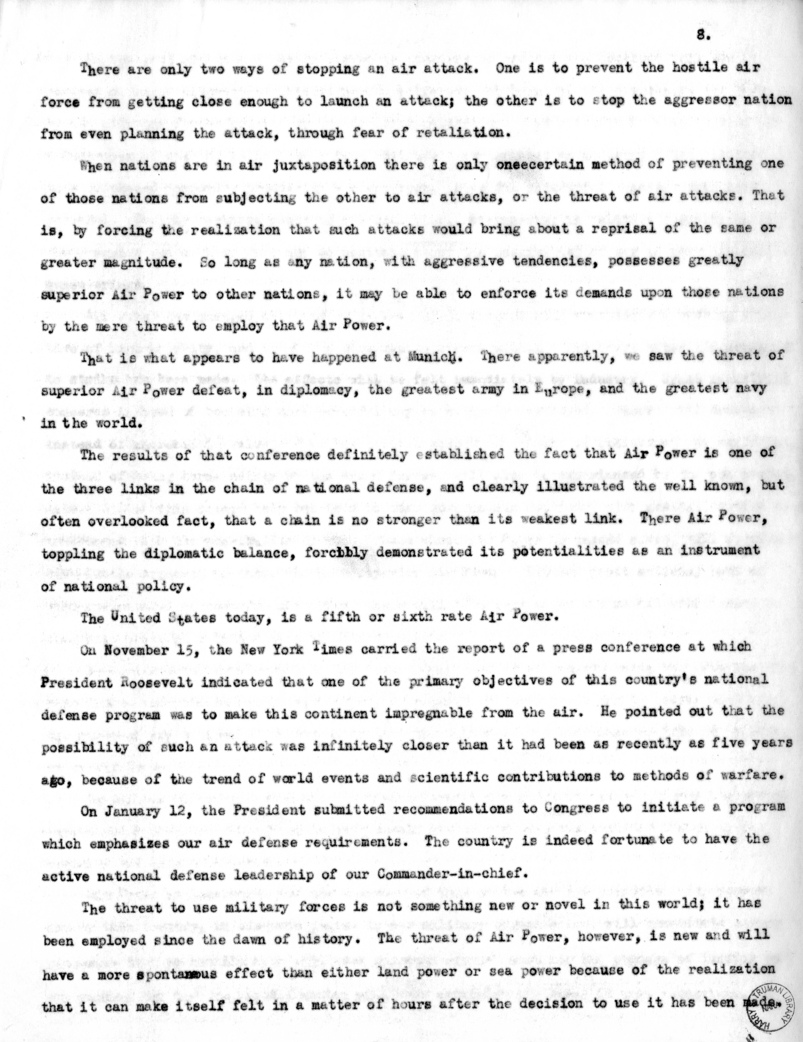 Address by Major General Frank M. Andrews Before the National Aeronautics Association at St. Louis, Missouri