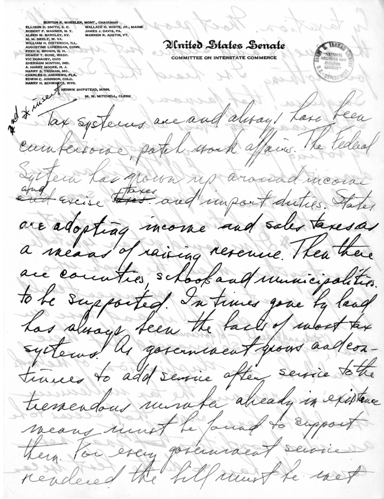 Draft Speech of Senator Harry S. Truman delivered at Jefferson City, Missouri