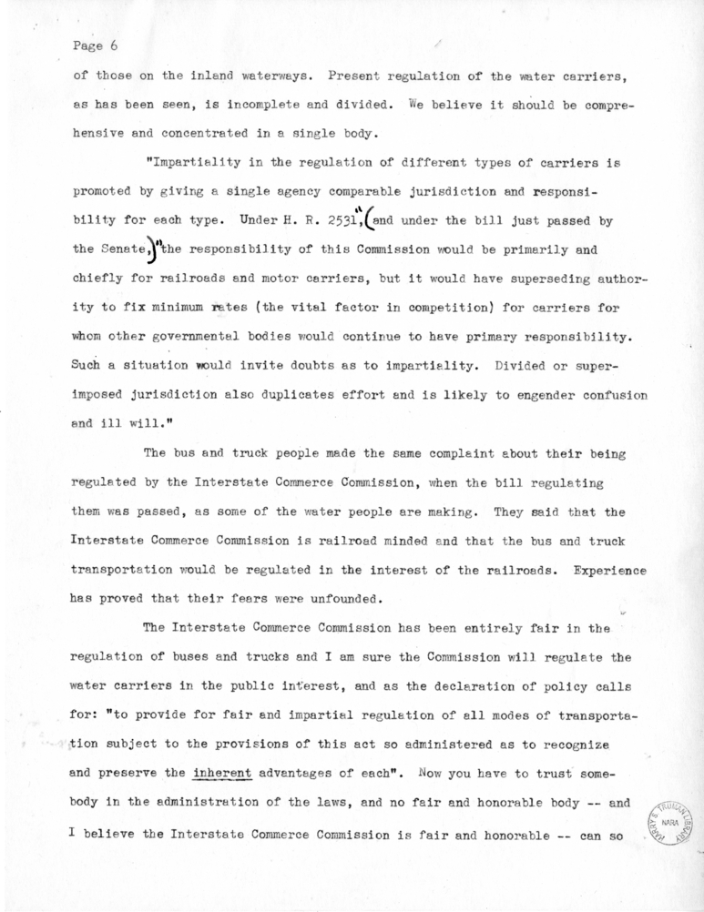 Draft of Speech by Senator Harry S. Truman at Decatur, Illinois