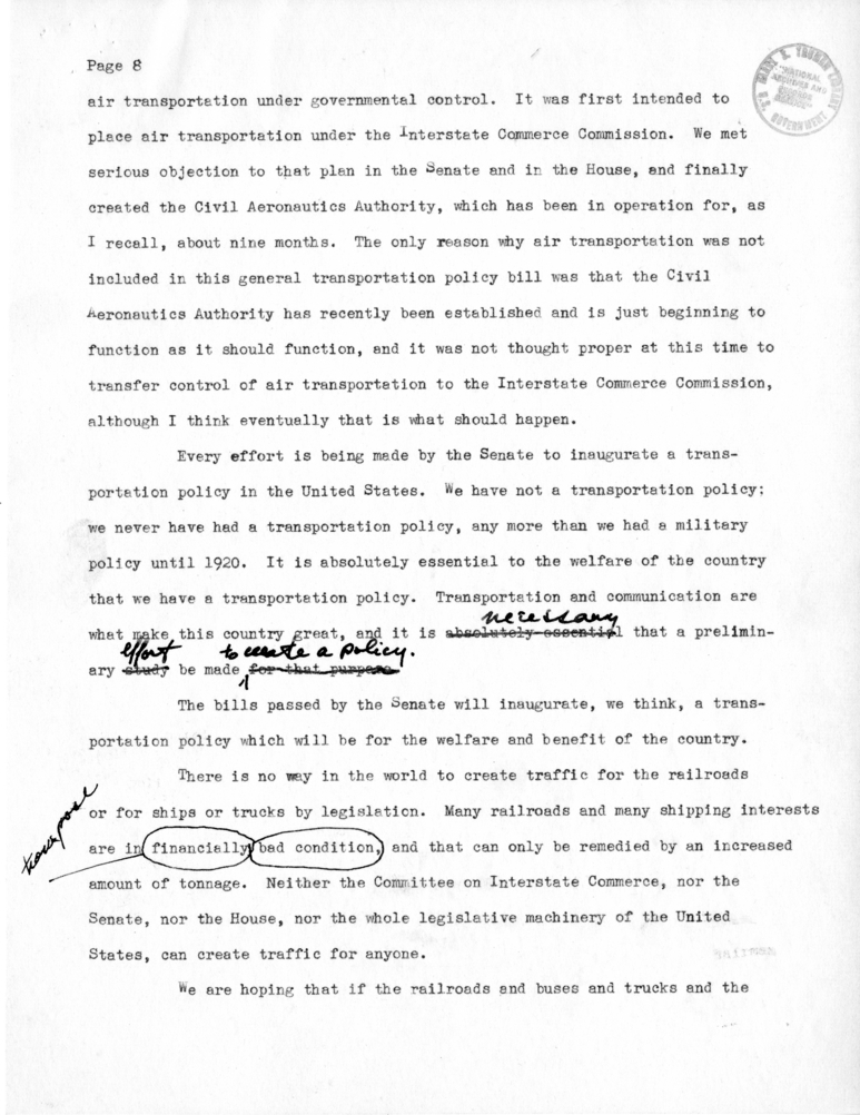 Draft of Speech by Senator Harry S. Truman at Decatur, Illinois