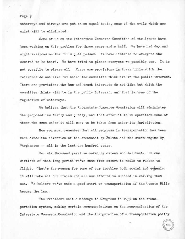 Draft of Speech by Senator Harry S. Truman at Decatur, Illinois