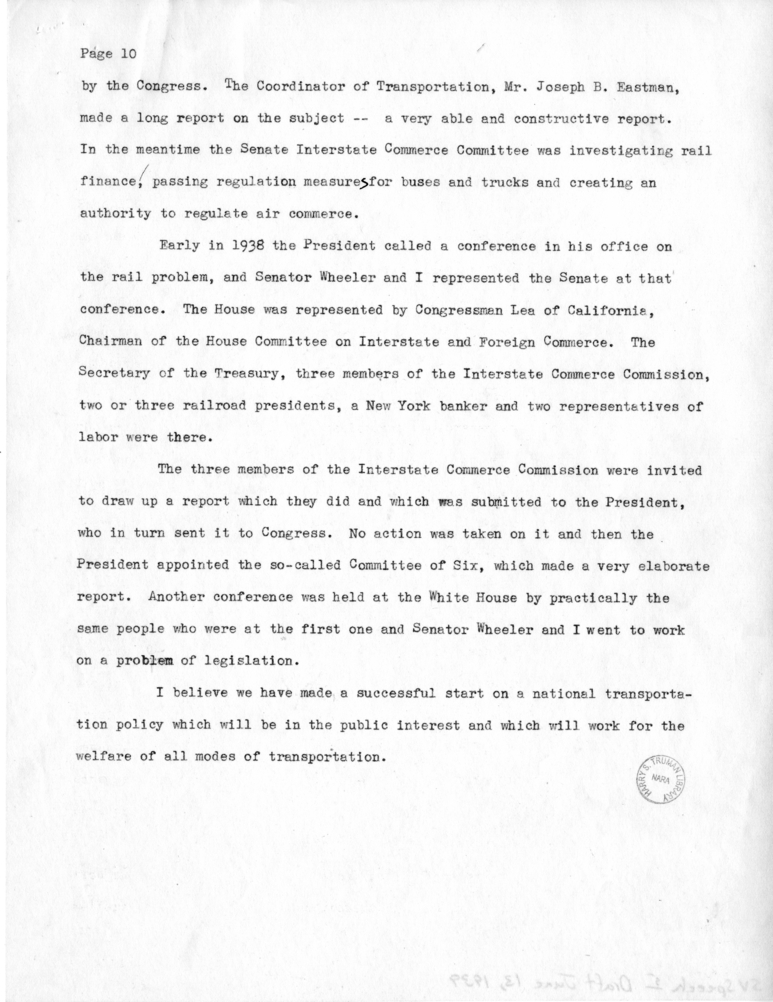 Draft of Speech by Senator Harry S. Truman at Decatur, Illinois