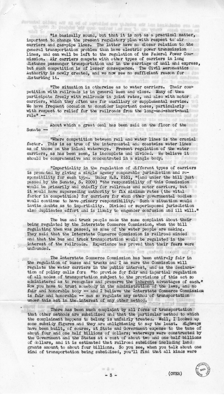 Speech of Senator Harry S. Truman at Chicago, Illinois