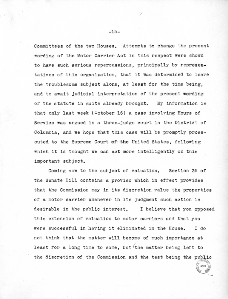 Draft Speech of Senator Harry S. Truman delivered at Chicago, Illinois to the American Trucking Association