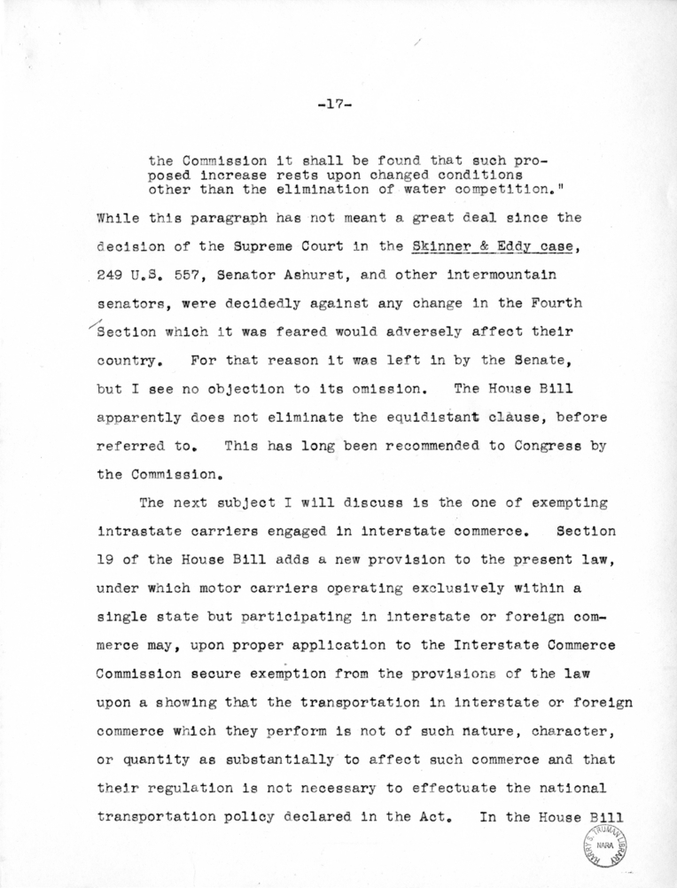 Draft Speech of Senator Harry S. Truman delivered at Chicago, Illinois to the American Trucking Association