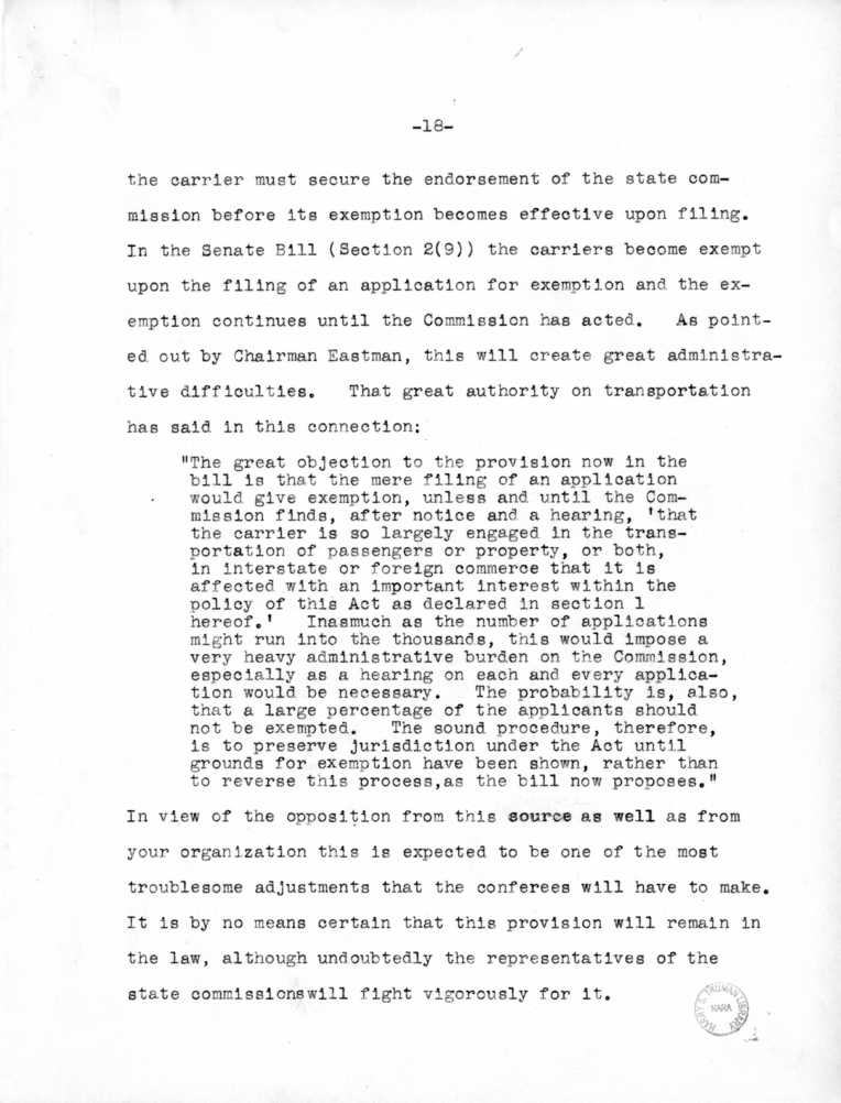 Draft Speech of Senator Harry S. Truman delivered at Chicago, Illinois to the American Trucking Association
