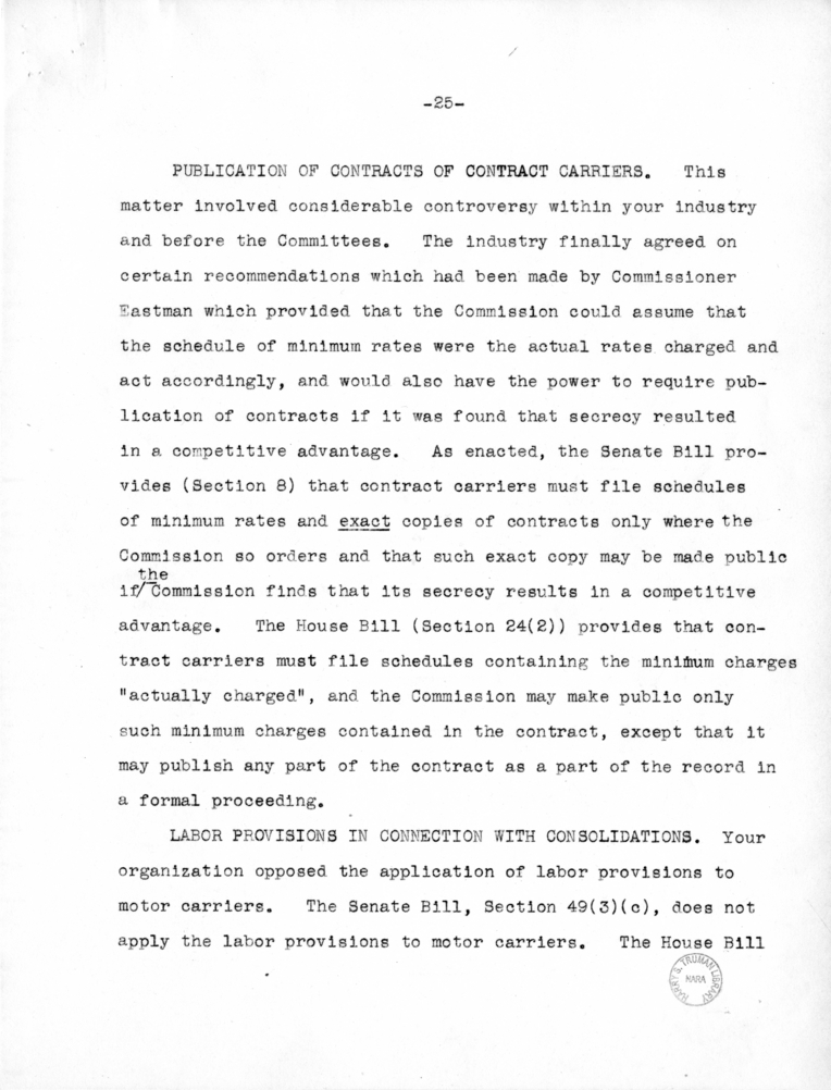 Draft Speech of Senator Harry S. Truman delivered at Chicago, Illinois to the American Trucking Association