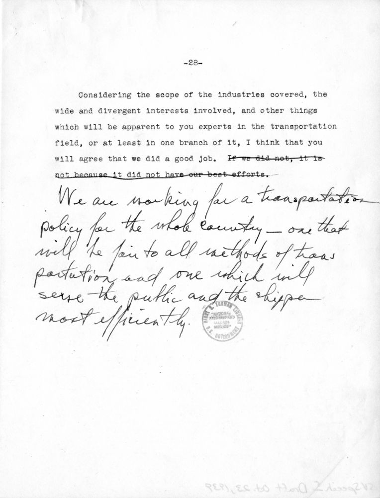 Draft Speech of Senator Harry S. Truman delivered at Chicago, Illinois to the American Trucking Association