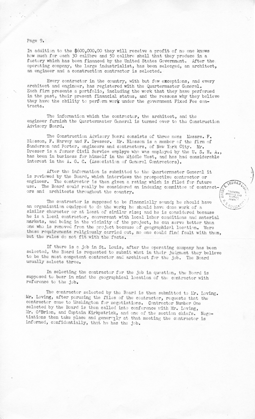 Speech of Senator Harry S. Truman in the United States Senate