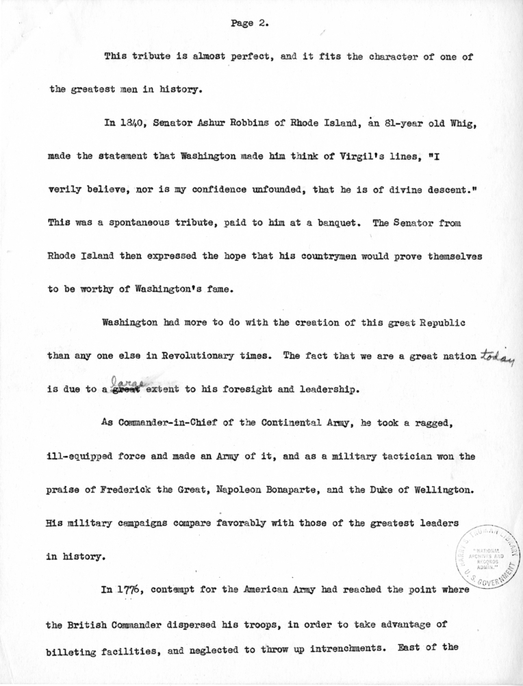 Radio Speech of Senator Harry S. Truman
