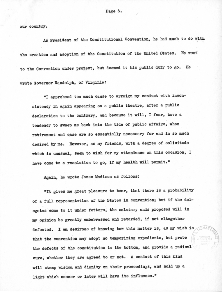 Radio Speech of Senator Harry S. Truman