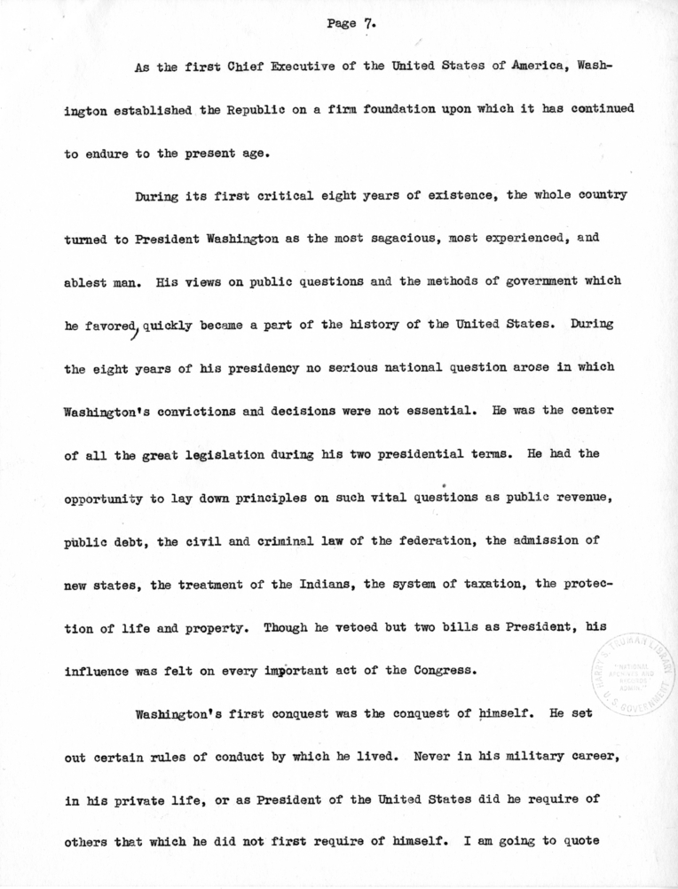 Radio Speech of Senator Harry S. Truman