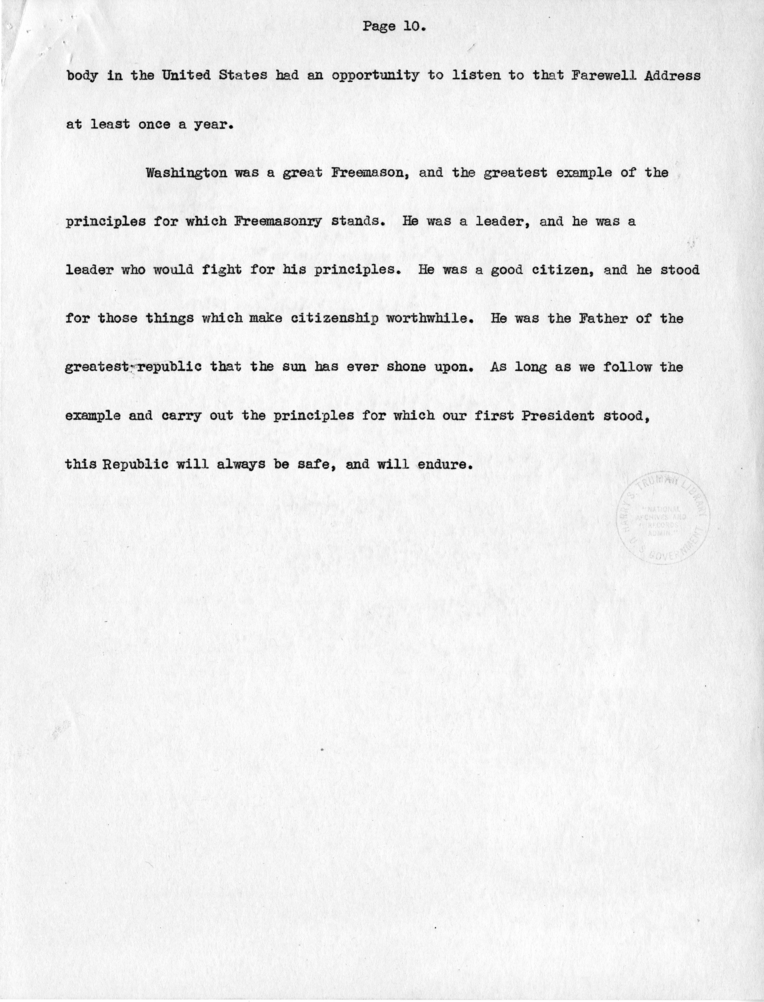 Radio Speech of Senator Harry S. Truman