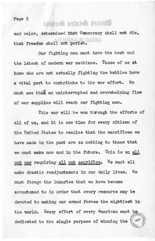 Speech of Senator Harry S. Truman to the Graduating Class at Gunston Hall School, Washington D.C.