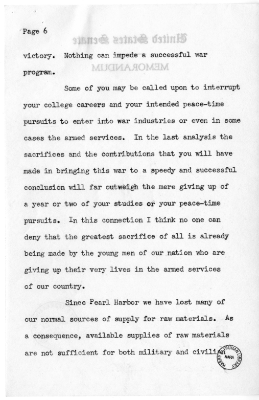 Speech of Senator Harry S. Truman to the Graduating Class at Gunston Hall School, Washington D.C.