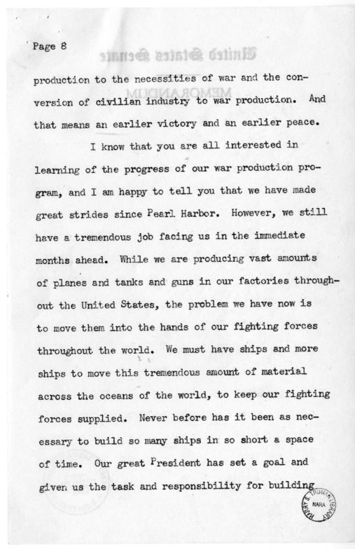 Speech of Senator Harry S. Truman to the Graduating Class at Gunston Hall School, Washington D.C.