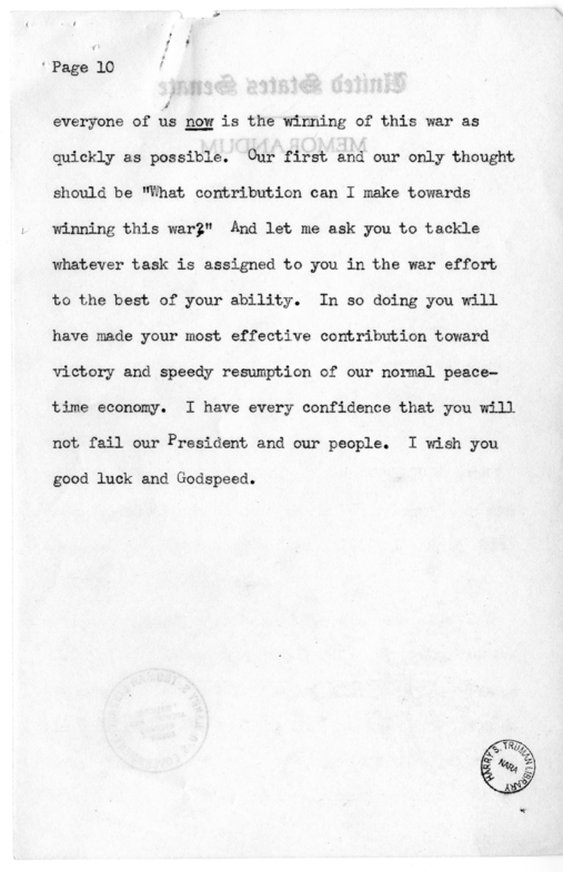 Speech of Senator Harry S. Truman to the Graduating Class at Gunston Hall School, Washington D.C.
