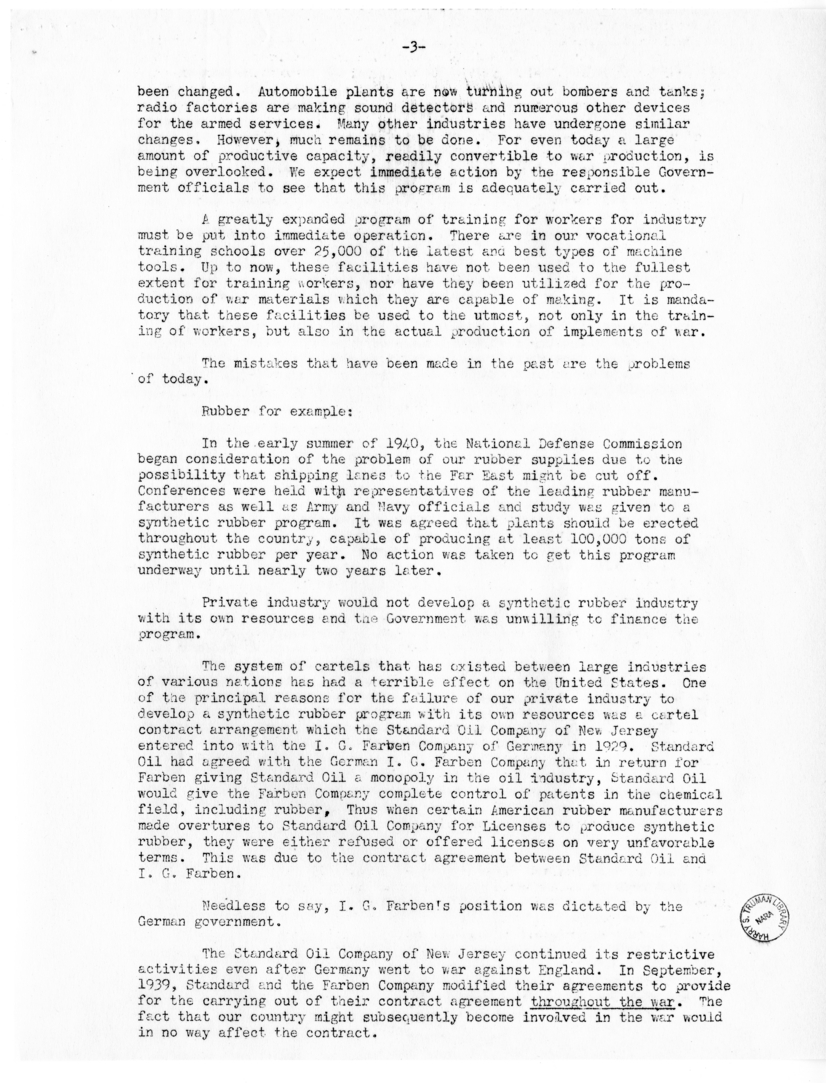 Speech of Senator Harry S. Truman at the Railroad Telegraphers Convention, Kansas City, Missouri