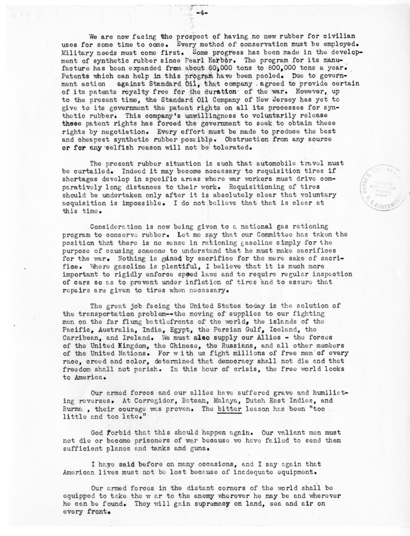 Speech of Senator Harry S. Truman at the Railroad Telegraphers Convention, Kansas City, Missouri
