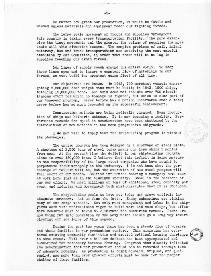 Speech of Senator Harry S. Truman at the Railroad Telegraphers Convention, Kansas City, Missouri