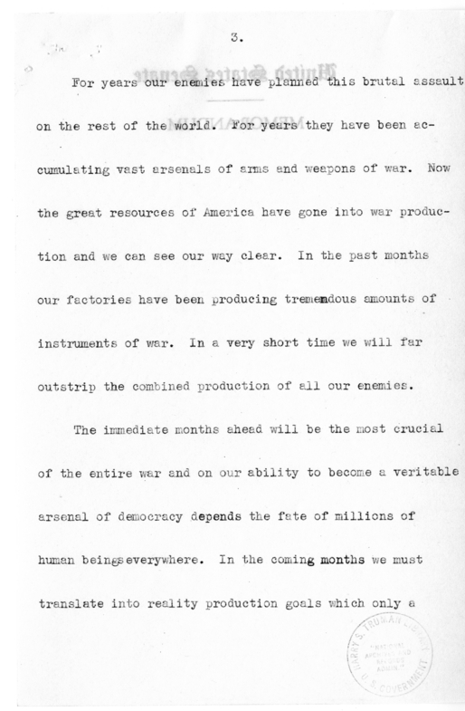 Speech of Senator Harry S. Truman to the Railraod Telegraphers Convention at Kansas City, Missouri
